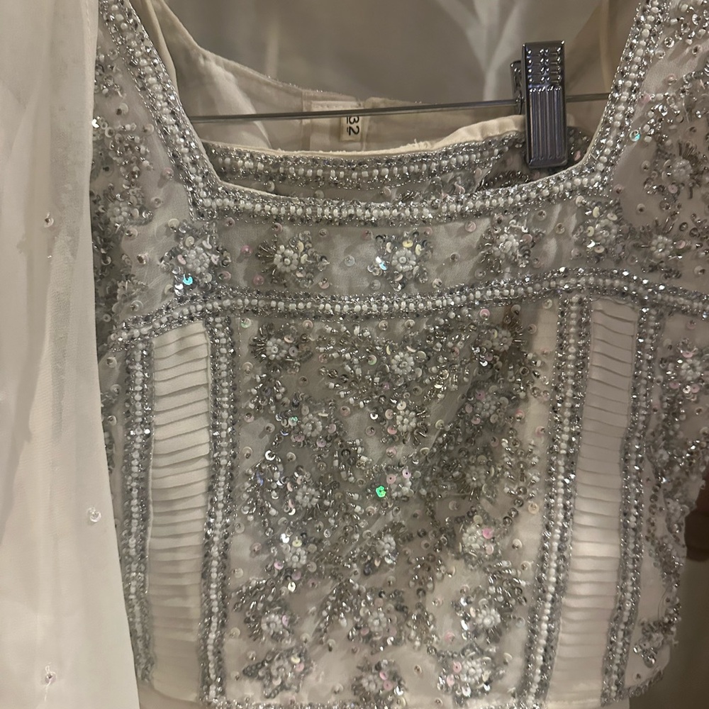 Embellished Silver and Cream Top